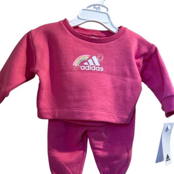 Adidas sweat set baby girl 9 month rainbow NEW Cozy sweatshirt & pant joggers - Picture 1 of 5